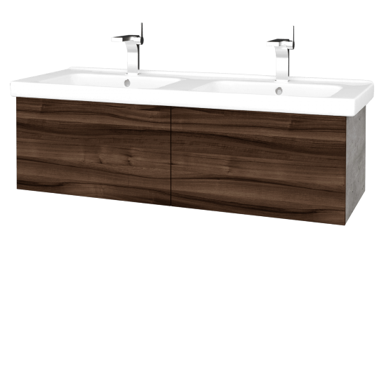 Waschtischunterschrank FLAT SZZ2 125 (Waschtisch Harmonia)  - D01 Beton - D06 Nussbaum