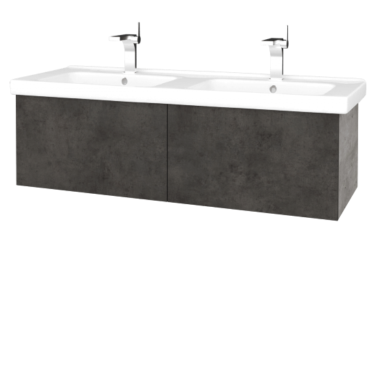 Waschtischunterschrank FLAT SZZ2 125 (Waschtisch Harmonia)  - D01 Beton - D16 Dark Beton