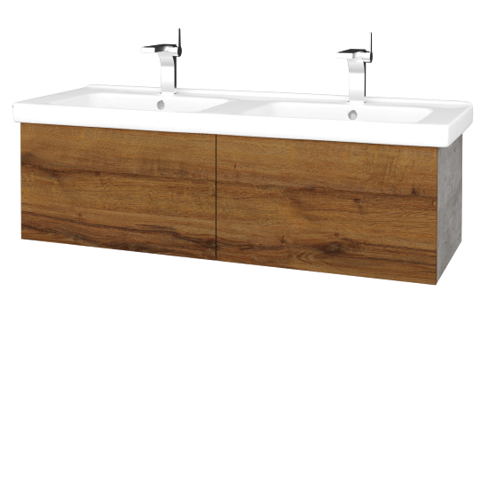 Waschtischunterschrank FLAT SZZ2 125 (Waschtisch Harmonia)  - D01 Beton - D27 Cognac
