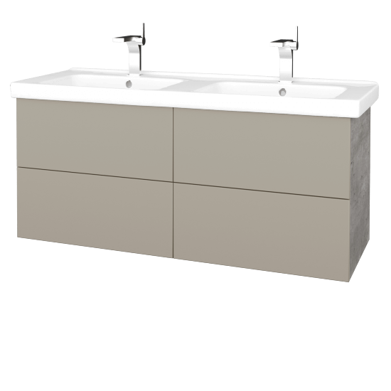 Waschtischunterschrank FLAT SZZ4 125 (Waschtisch Harmonia)  - D01 Beton - L04 Taupe Lack Hochglanz