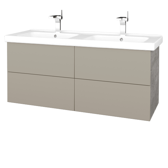 Badezimmerschrank FLAT SZZ4 125 (waschtisch Harmonia)  - D01 Beton - L04 Taupe Lack Hochglanz