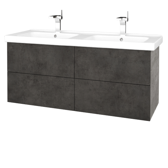 Waschtischunterschrank FLAT SZZ4 125 (Waschtisch Harmonia)  - D01 Beton - D16 Dark Beton