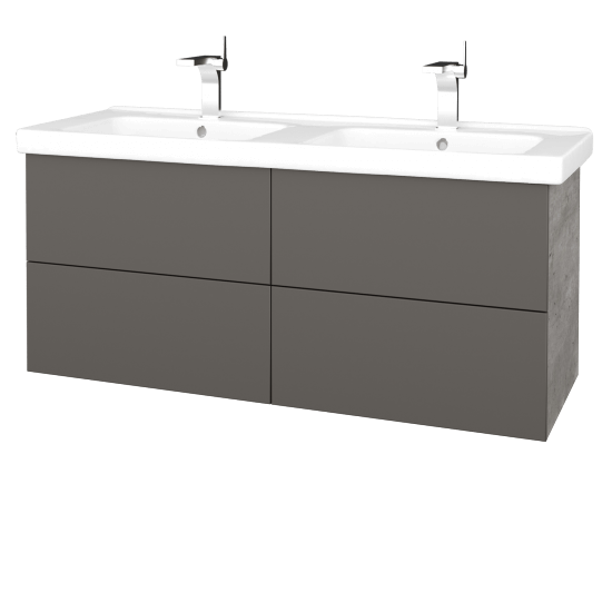 Waschtischunterschrank FLAT SZZ4 125 (Waschtisch Harmonia)  - D01 Beton - N06 Lava