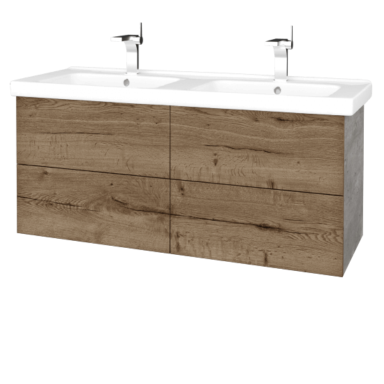 Waschtischunterschrank FLAT SZZ4 125 (Waschtisch Harmonia)  - D01 Beton - D21 Tobacco