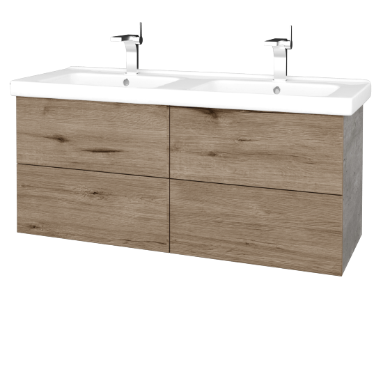 Waschtischunterschrank FLAT SZZ4 125 (Waschtisch Harmonia)  - D01 Beton - D23 Herkules