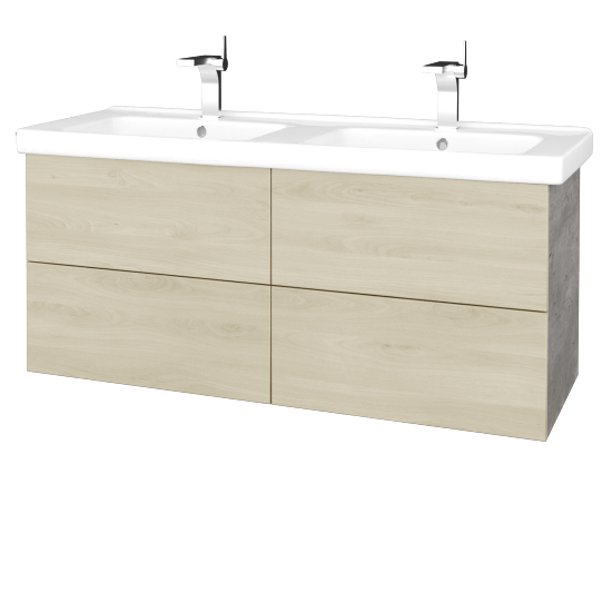 Waschtischunterschrank FLAT SZZ4 125 (Waschtisch Harmonia)  - D01 Beton - D24 Ohio