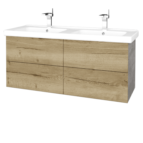 Waschtischunterschrank FLAT SZZ4 125 (Waschtisch Harmonia)  - D01 Beton - D26 Ontario