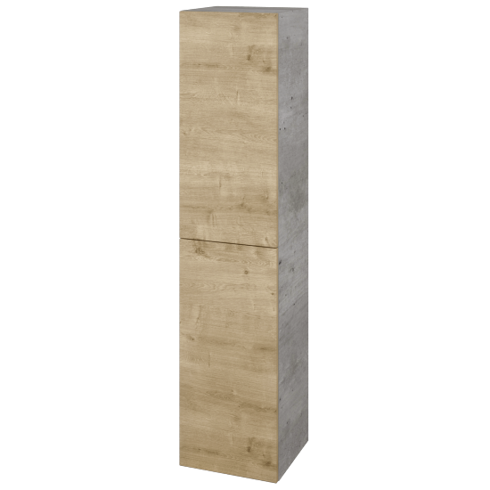 Hochschrank mit Wäschekorb UNI SVD2K 35  - D01 Beton - Griffes T00 - D09 Arlington - Links