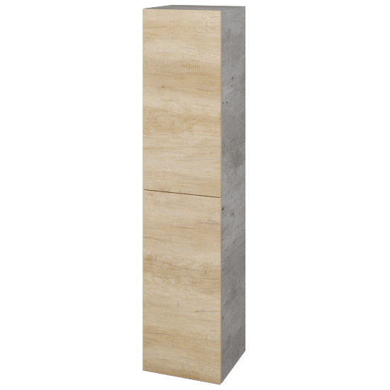 Hochschrank mit Wäschekorb UNI SVD2K 35  - D01 Beton - Griffes T00 - D15 Eiche Nebraska - Links