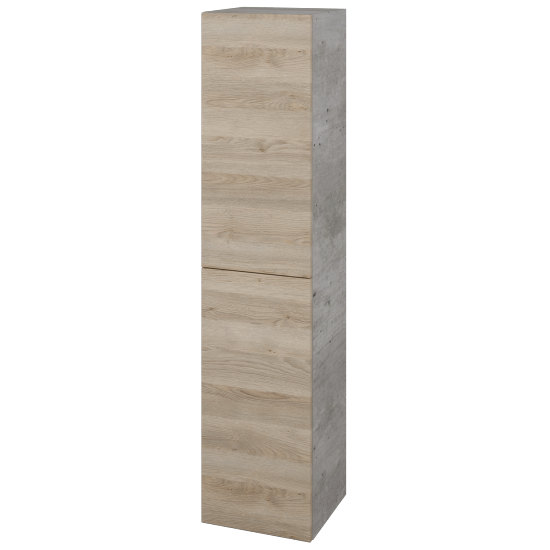 Hochschrank mit Wäschekorb UNI SVD2K 35  - D01 Beton - Griffes T00 - D17 Eiche Colorado - Links