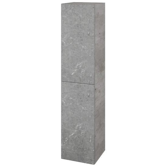 Hochschrank mit Wäschekorb UNI SVD2K 35  - D01 Beton - Griffes T00 - D20 Galaxy - Links