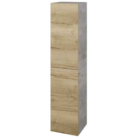 Hochschrank mit Wäschekorb UNI SVD2K 35  - D01 Beton - Griffes T00 - D26 Ontario - Links