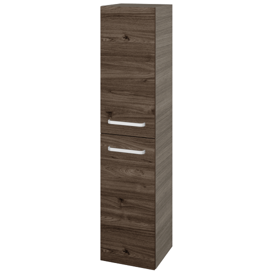 Hochschrank mit Wäschekorb UNI SVD2K 35  - D03 Cafe - Griffes T01 - D25 Teak - Links