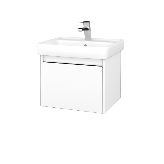 Badezimmerschrank LOGI SZZ 55 (Waschtisch Q)  - N01 Weiß Hochglanz - Griffes T33 - N01 Weiß Hochglanz