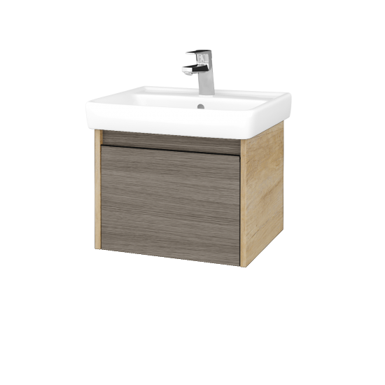 Waschtischunterschrank LOGI SZZ 55 (Waschtisch Q)  - D15 Eiche Nebraska - Griffes T33 - D03 Cafe