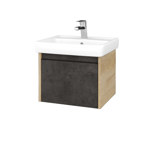 Waschtischunterschrank LOGI SZZ 55 (Waschtisch Q)  - D15 Eiche Nebraska - Griffes T33 - D16 Dark Beton