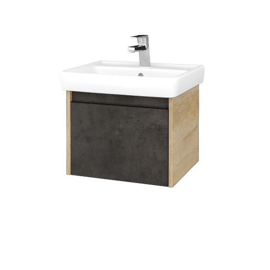 Badezimmerschrank LOGI SZZ 55 (Waschtisch Q)  - D15 Eiche Nebraska - Griffes T33 - D16 Dark Beton