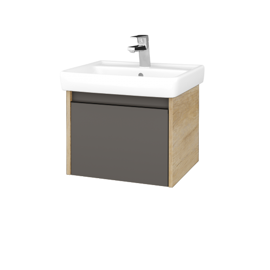Waschtischunterschrank LOGI SZZ 55 (Waschtisch Q)  - D15 Eiche Nebraska - Griffes T33 - N06 Lava