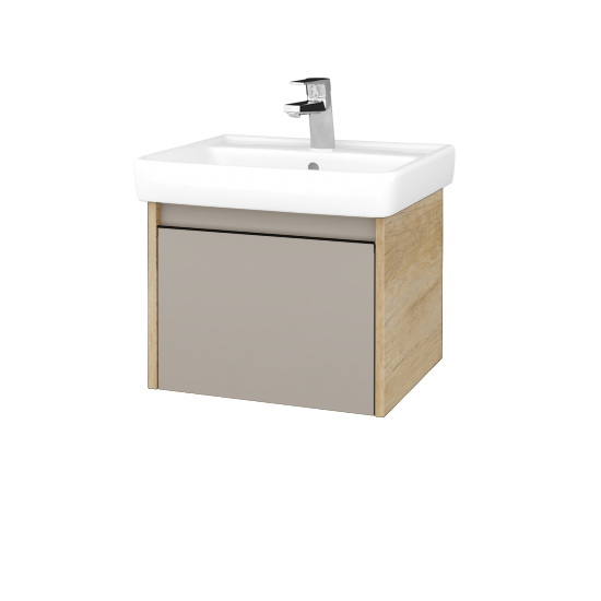 Waschtischunterschrank LOGI SZZ 55 (Waschtisch Q)  - D15 Eiche Nebraska - Griffes T33 - N07 Stone