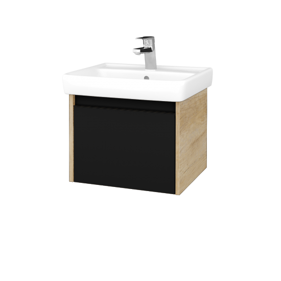 Waschtischunterschrank LOGI SZZ 55 (Waschtisch Q)  - D15 Eiche Nebraska - Griffes T33 - N03 Graphite