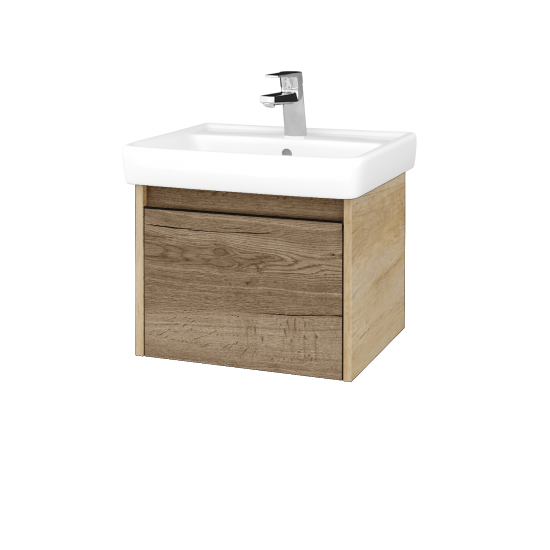 Waschtischunterschrank LOGI SZZ 55 (Waschtisch Q)  - D15 Eiche Nebraska - Griffes T33 - D21 Tobacco