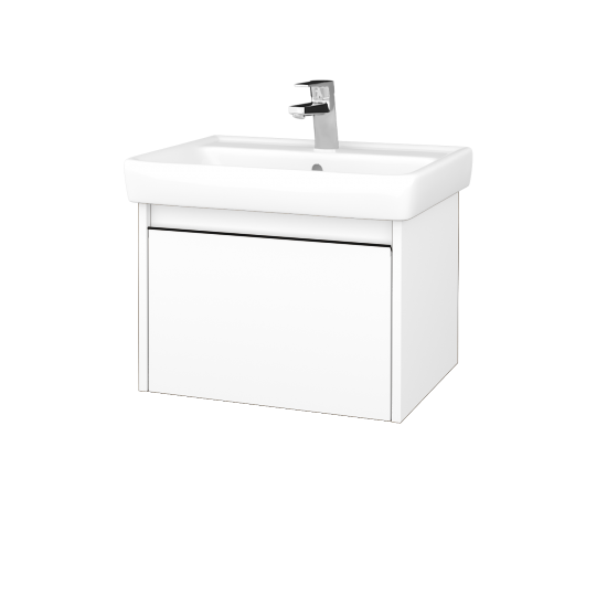 Waschtischunterschrank LOGI SZZ 60 (Waschtisch Q)  - N01 Weiß Hochglanz - Griffes T33 - N01 Weiß Hochglanz