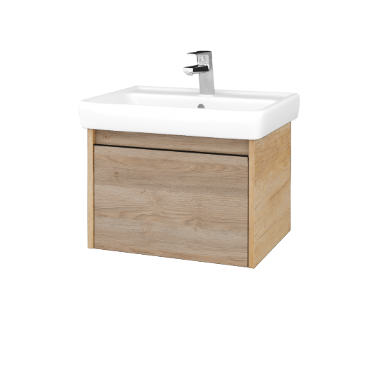 Waschtischunterschrank LOGI SZZ 60 (Waschtisch Q)  - D15 Eiche Nebraska - Griffes T33 - D17 Eiche Colorado