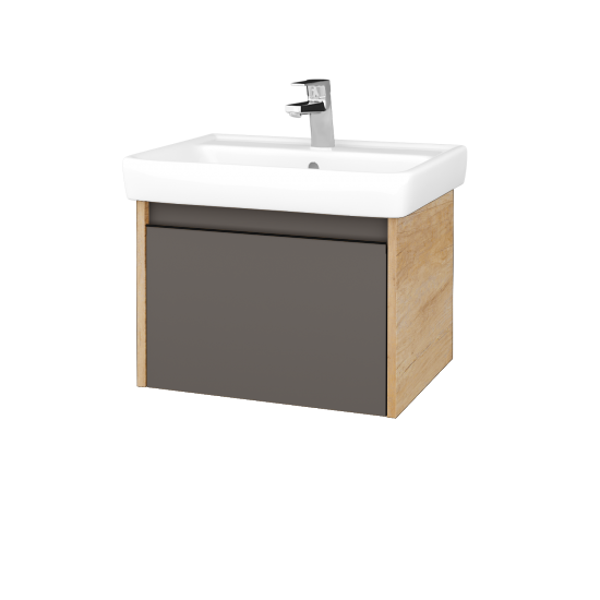 Waschtischunterschrank LOGI SZZ 60 (Waschtisch Q)  - D15 Eiche Nebraska - Griffes T33 - N06 Lava