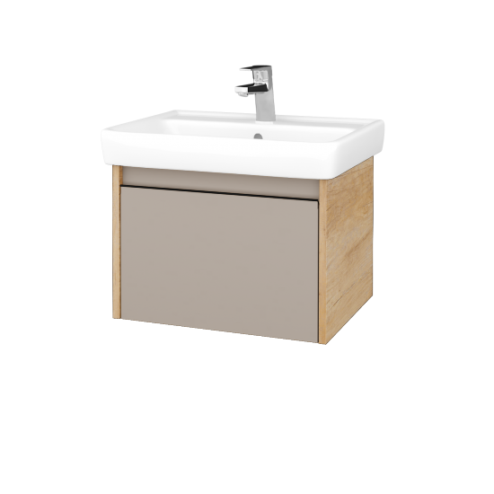 Waschtischunterschrank LOGI SZZ 60 (Waschtisch Q)  - D15 Eiche Nebraska - Griffes T33 - N07 Stone