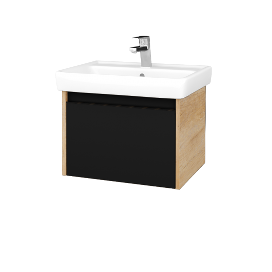 Waschtischunterschrank LOGI SZZ 60 (Waschtisch Q)  - D15 Eiche Nebraska - Griffes T33 - N03 Graphite