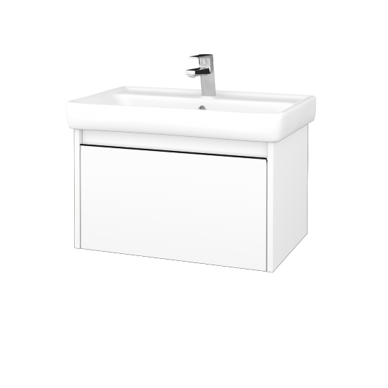 Badezimmerschrank LOGI SZZ 70 (Waschtisch Q)  - N01 Weiß Hochglanz - Griffes T33 - N01 Weiß Hochglanz