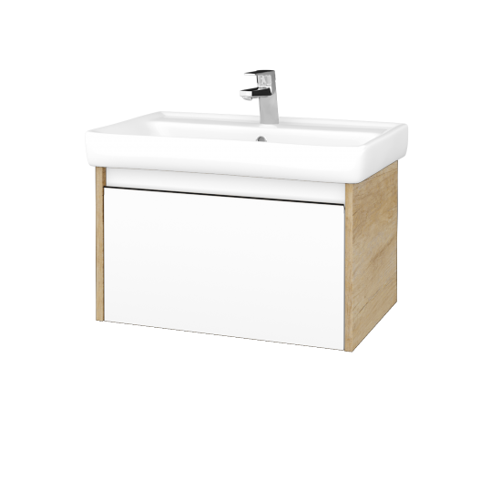 Waschtischunterschrank LOGI SZZ 70 (Waschtisch Q)  - D15 Eiche Nebraska - N01 Weiß Hochglanz