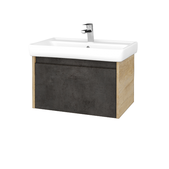 Waschtischunterschrank LOGI SZZ 70 (Waschtisch Q)  - D15 Eiche Nebraska - D16 Dark Beton