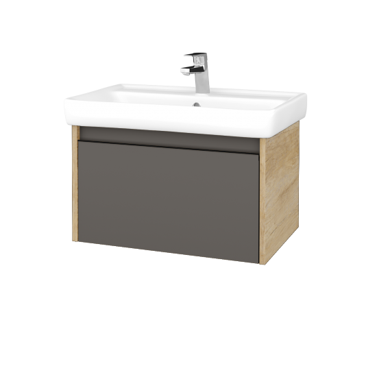 Waschtischunterschrank LOGI SZZ 70 (Waschtisch Q)  - D15 Eiche Nebraska - Griffes T33 - N06 Lava