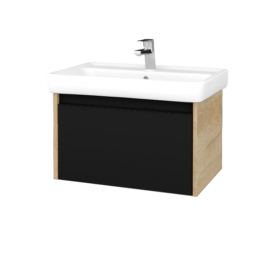 Waschtischunterschrank LOGI SZZ 70 (Waschtisch Q)  - D15 Eiche Nebraska - Griffes T33 - N03 Graphite