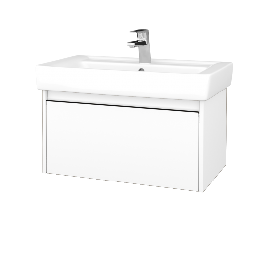 Badezimmerschrank LOGI SZZ 80 (Waschtisch Q)  - N01 Weiß Hochglanz - Griffes T33 - N01 Weiß Hochglanz