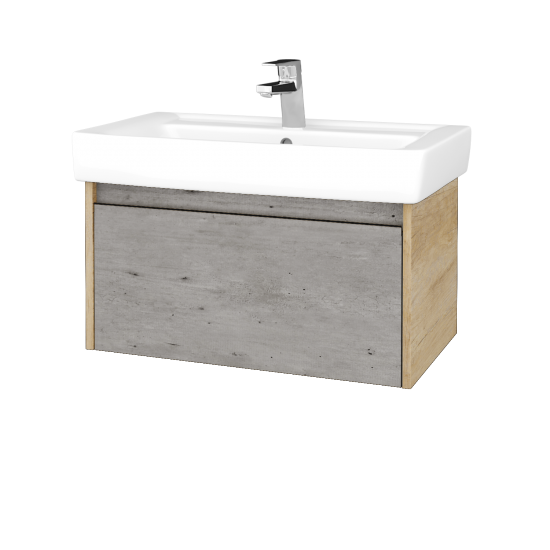 Waschtischunterschrank LOGI SZZ 80 (Waschtisch Q)  - D15 Eiche Nebraska - D01 Beton