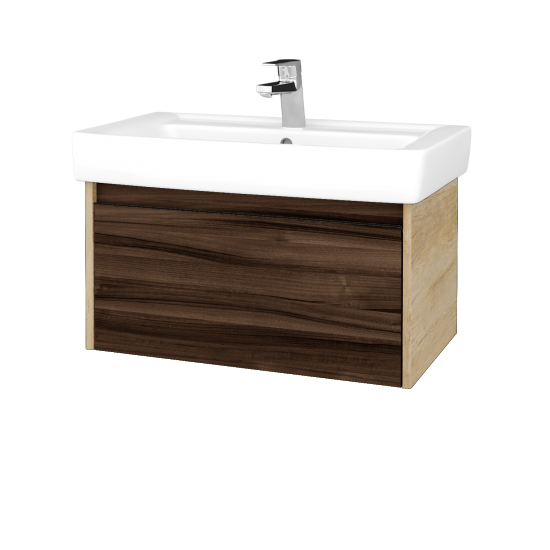 Waschtischunterschrank LOGI SZZ 80 (Waschtisch Q)  - D15 Eiche Nebraska - D06 Nussbaum