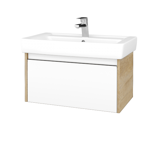 Waschtischunterschrank LOGI SZZ 80 (Waschtisch Q)  - D15 Eiche Nebraska - N01 Weiß Hochglanz
