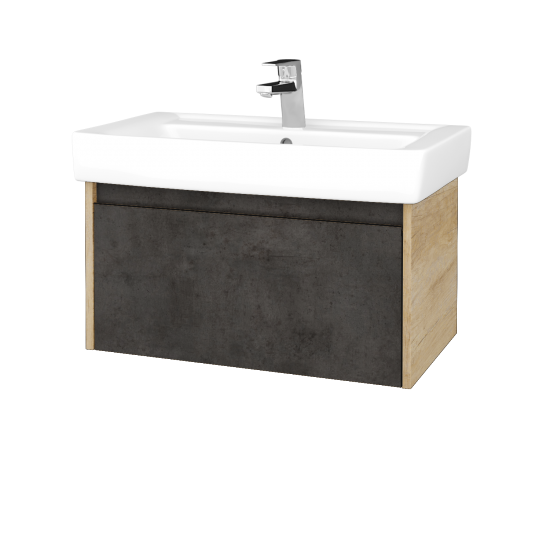 Waschtischunterschrank LOGI SZZ 80 (Waschtisch Q)  - D15 Eiche Nebraska - D16 Dark Beton