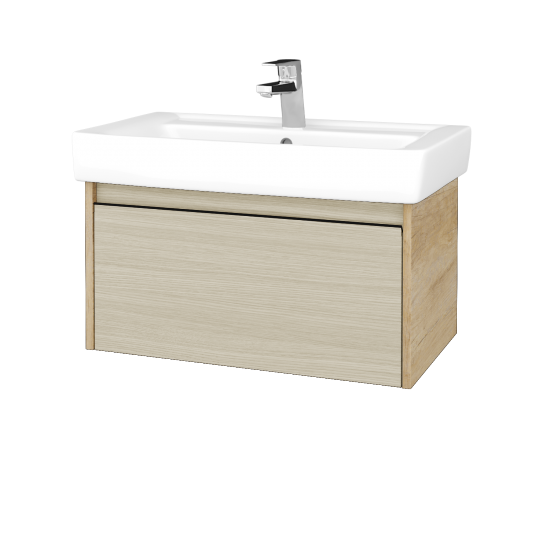 Waschtischunterschrank LOGI SZZ 80 (Waschtisch Q)  - D15 Eiche Nebraska - Griffes T33 - D04 Eiche