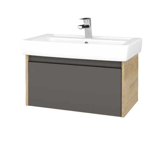 Waschtischunterschrank LOGI SZZ 80 (Waschtisch Q)  - D15 Eiche Nebraska - Griffes T33 - N06 Lava