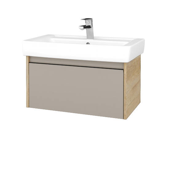 Waschtischunterschrank LOGI SZZ 80 (Waschtisch Q)  - D15 Eiche Nebraska - Griffes T33 - N07 Stone
