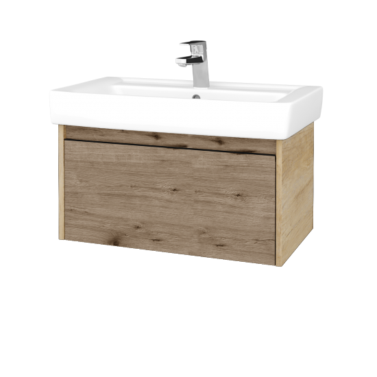 Waschtischunterschrank LOGI SZZ 80 (Waschtisch Q)  - D15 Eiche Nebraska - Griffes T33 - D23 Herkules