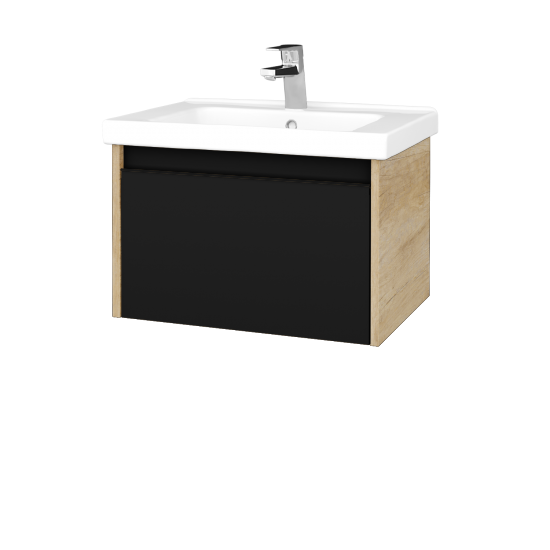 Waschtischunterschrank LOGI SZZ 65 (Waschtisch Harmonia 65)  - D15 Eiche Nebraska - Griffes T33 - N03 Graphite