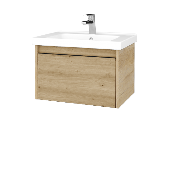 Waschtischunterschrank LOGI SZZ 65 (Waschtisch Harmonia 65)  - D15 Eiche Nebraska - Griffes T33 - D22 Caramel