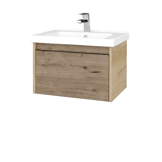 Waschtischunterschrank LOGI SZZ 65 (Waschtisch Harmonia 65)  - D15 Eiche Nebraska - Griffes T33 - D23 Herkules
