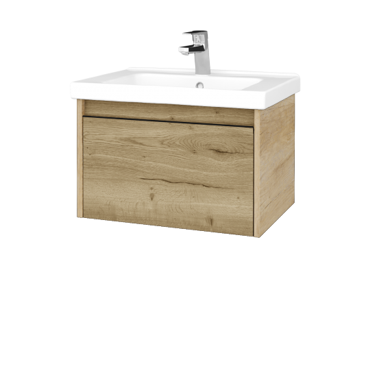 Waschtischunterschrank LOGI SZZ 65 (Waschtisch Harmonia 65)  - D15 Eiche Nebraska - Griffes T33 - D26 Ontario