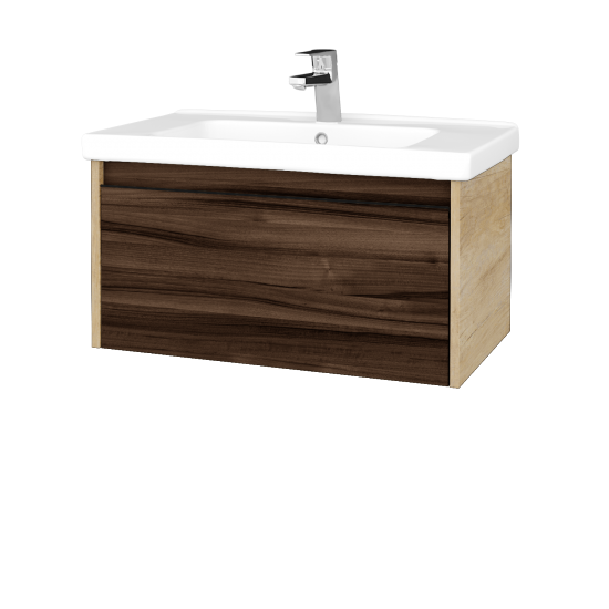Waschtischunterschrank LOGI SZZ 80 (Waschtisch Harmonia)  - D15 Eiche Nebraska - Griffes T33 - D06 Nussbaum