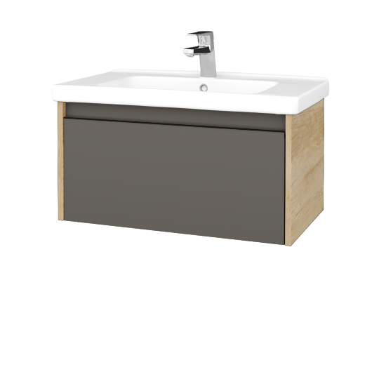 Waschtischunterschrank LOGI SZZ 80 (Waschtisch Harmonia)  - D15 Eiche Nebraska - Griffes T33 - N06 Lava